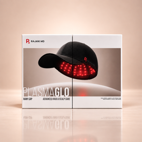 plus-cap-product-box.png	Rajani MD PlasmaGLO™ Hair+ Cap and retail box, showing the cap’s red light panel for at-home hair growth support.