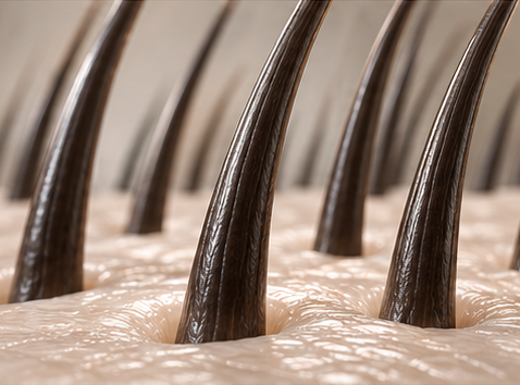 Conceptual illustration of several dense hair shafts