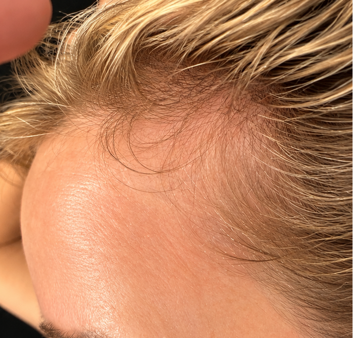 side-scalp-after.png	After photo of the side of the scalp in a comparison associated with PlasmaGLO™ Hair+ Cap light therapy.