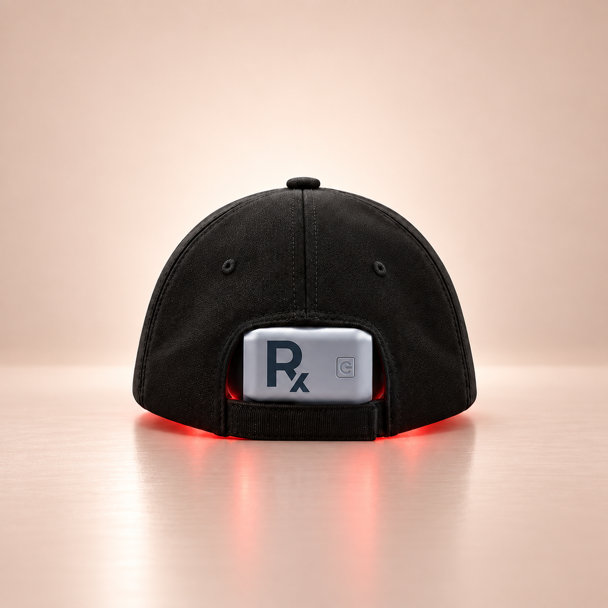 Back of the Hair+ Cap with the control box and adjustable strap