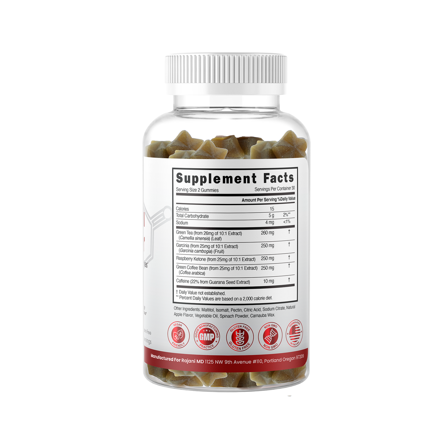 Green Tea Fat Burner Gummies Vegan, Natural Metabolism Boost