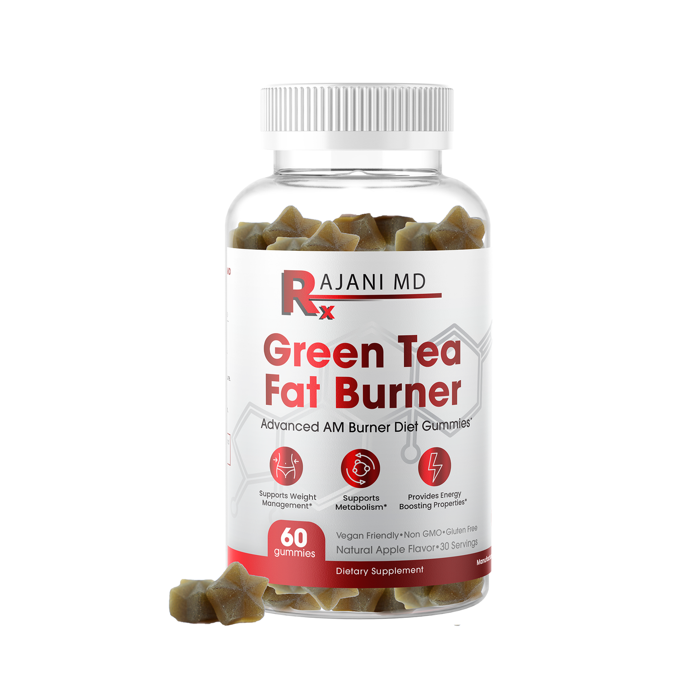 Green Tea Fat Burner Gummies Vegan, Natural Metabolism Boost