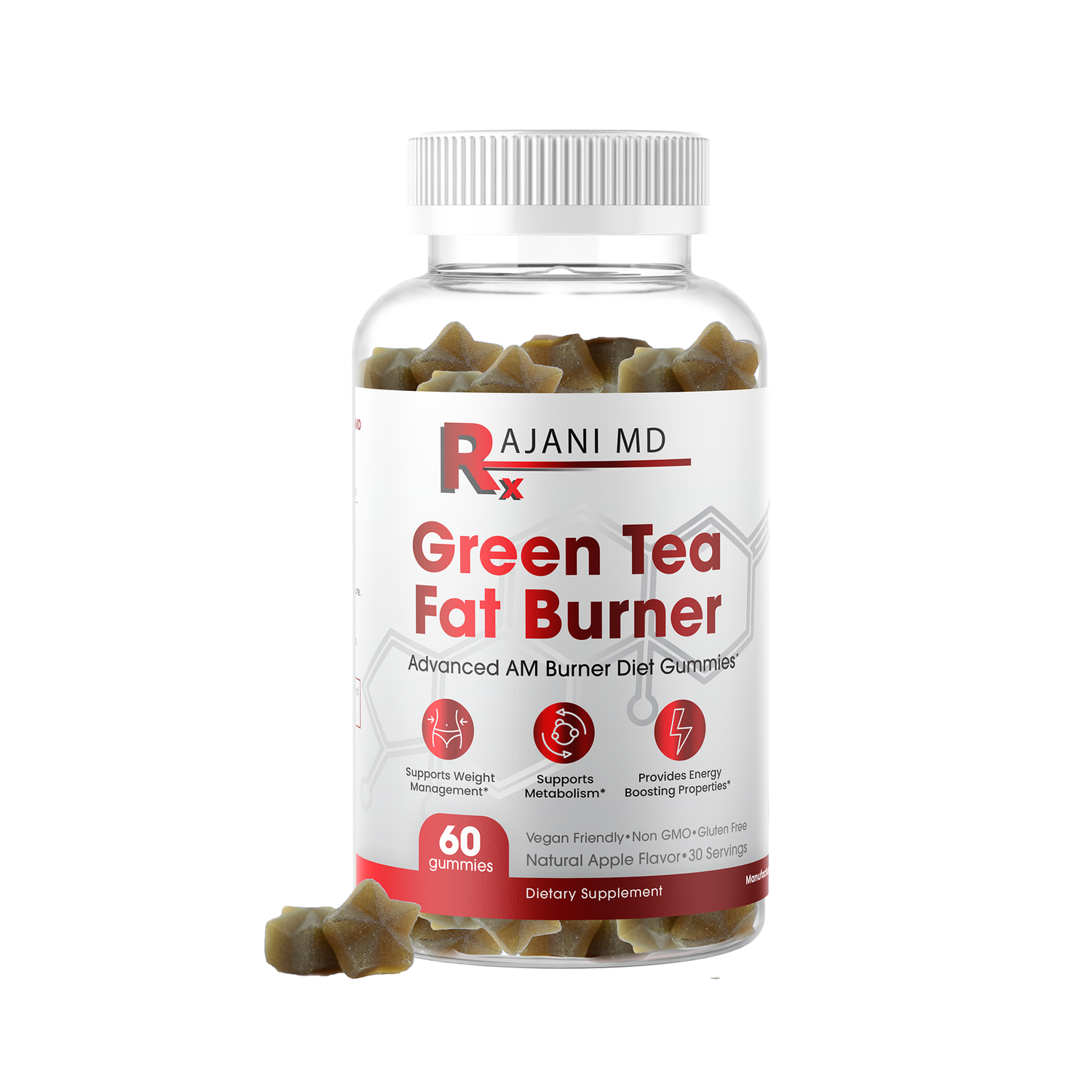 Green Tea Fat Burner Gummies Vegan, Natural Metabolism Boost