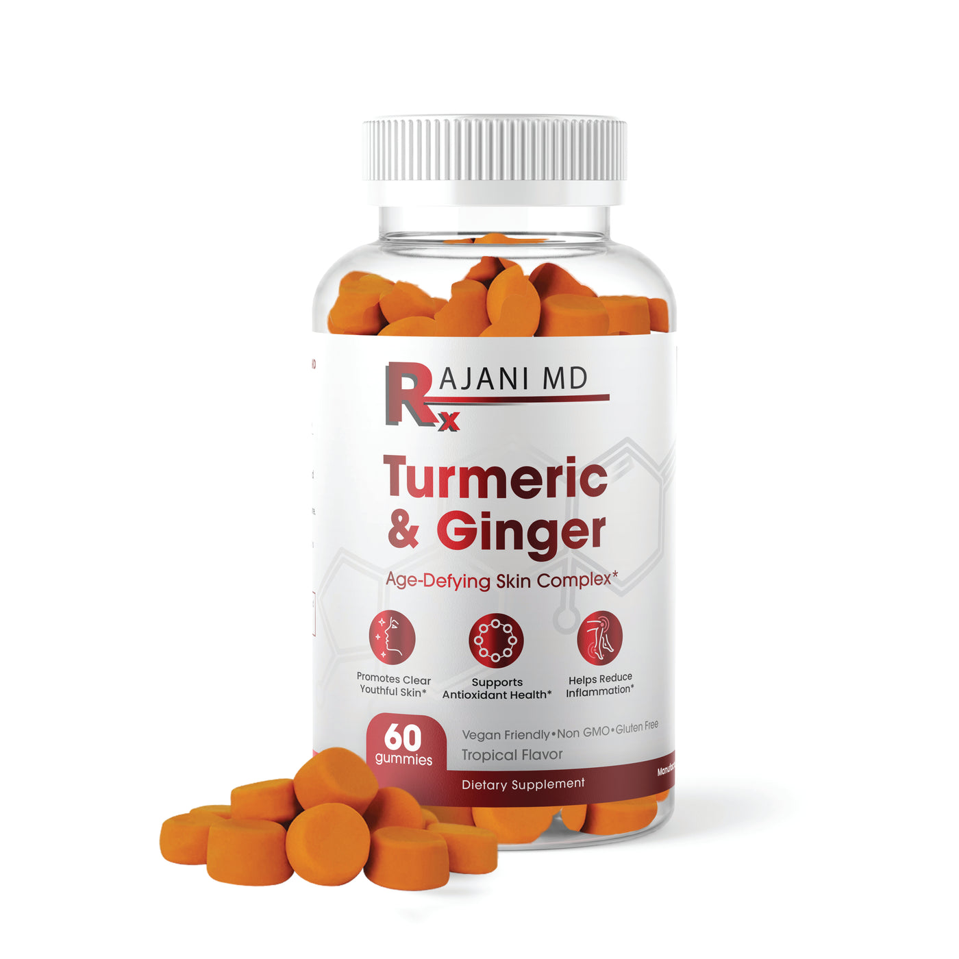 Turmeric & Ginger Gummies Antioxidant Boost, AgeDefying Skin Complex